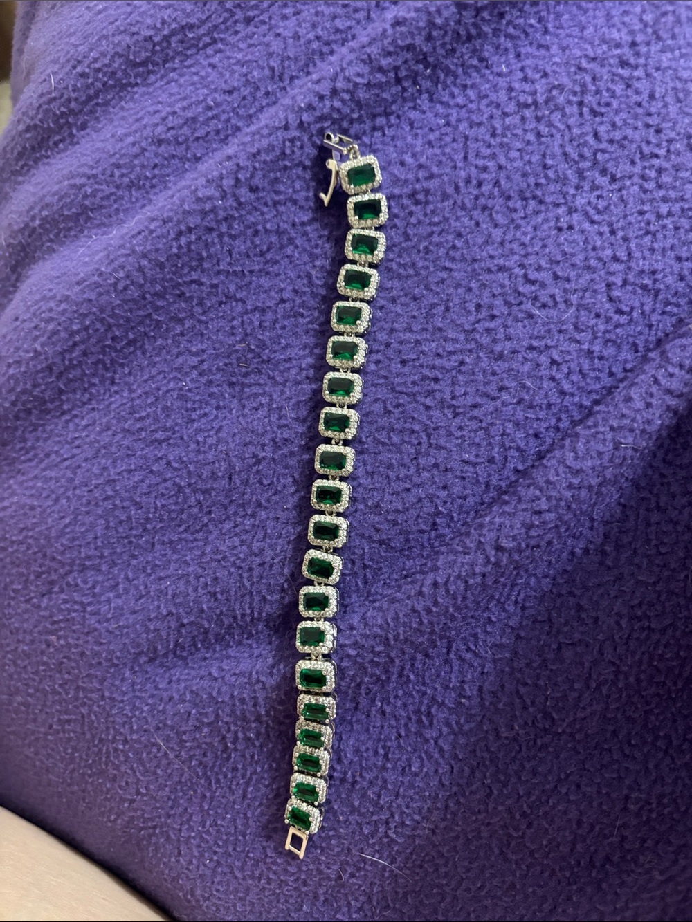 Emerald Green Halo Tennis Bracelet - Women Jewelry